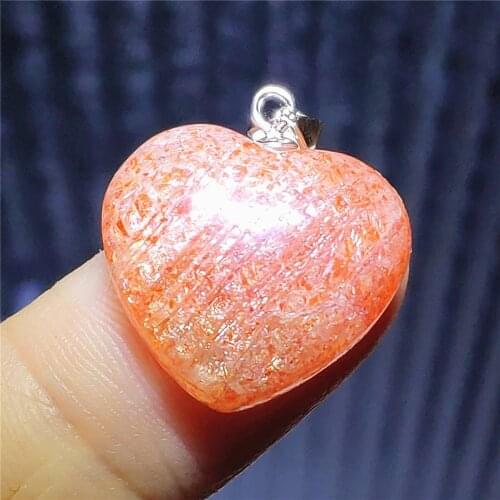 Top Natural Gold Sunstone Strawberry Quartz Orange Pendant 17x16mm Heart Women Gemstone Water Drop Love Stone Jewelry AAAAA