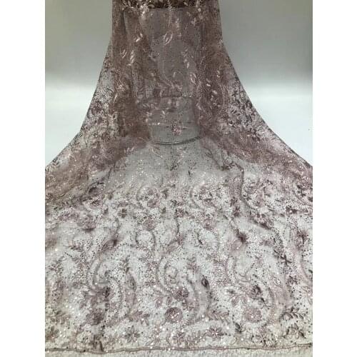 Stock 5yards/bag Embroidery sequin flower pattern fashion fabrics for wedding dress design LF89