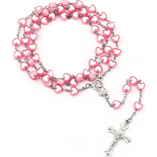 Jesus Christ Cross Pendant Necklaces Alloy Bead Long Chain Mens Women Virgin Mary Christian Fashion Jewelry Rosary Necklace