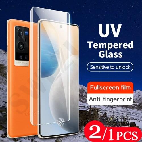 2/1Pcs 9D phone screen protector for vivo X60 X60T x50 pro plus UV Glass iQOO 5 Pro NEX 3 3S UV tempered glass protective film