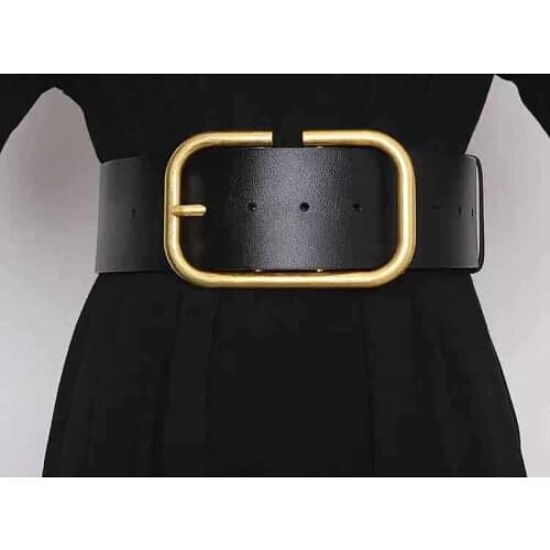 RYFIX 2021 New Fashion Genuine Leather Belt Women Wide Corset Belt Luxury Design Metal Buckle Waist Belt Dress Belt Accessories