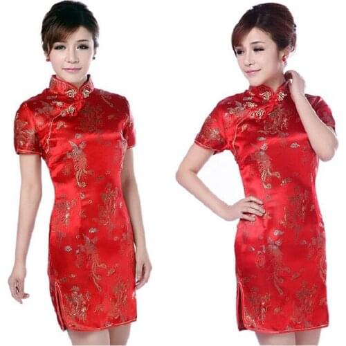 13colors Chinese Traditional Costumes Women Tight Bodycon Dress Cheongsam Tang Suit Dragon&Phoenix Print Split Dress Sexy Kimono
