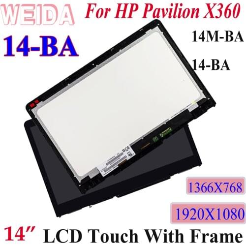 WEIDA LCD For HP PAVILION X360 14M-BA 14-BA Series 14" Touch Screen LCD Display Assembly Frame for HP 14M-BA LCD Replacement