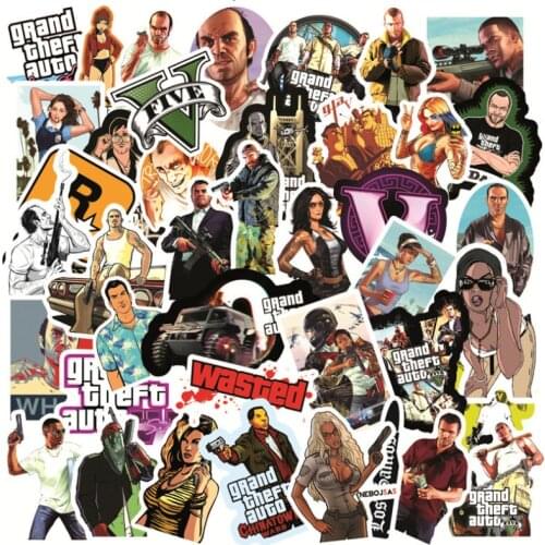 10/30/50Pcs Game GTA Grand Theft Auto Skateboard Travel Suitcase Phone Laptop Luggage Stickers DIY Kids Girl Toys