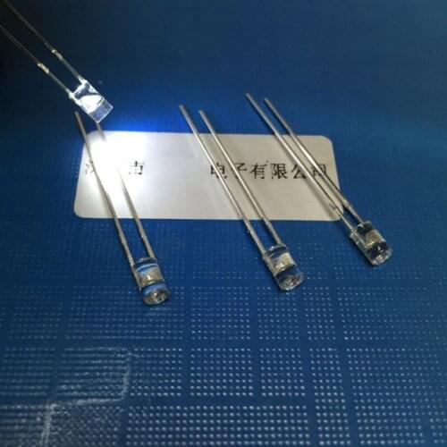 1000PCS/LOT LED light-emitting diode 3MM flathead No edge transparent shell white light water clear 6500K