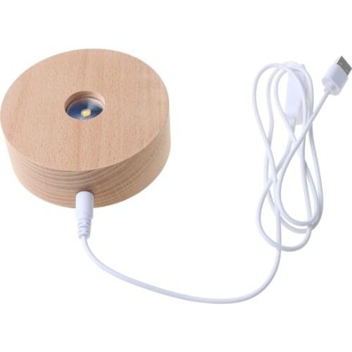 13MC Handmade Wood Rectangle Round Oval Shape LED Display Base Resin Art Ornament Wooden Night Lighted Base Stand Crafts