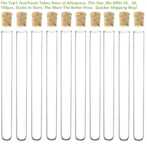 25pcs13x100 mm 7ml Test Tube With Cork Stopper Plastic PS 4-Inch Clear Like Glass , All Size Available in Store
