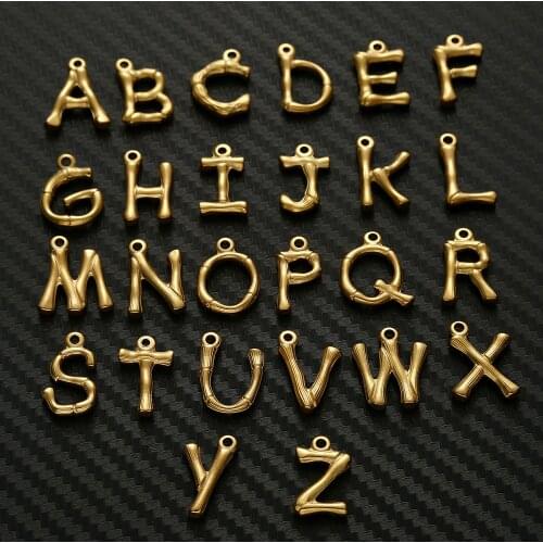 26pcs/Lot Stainless Steel From A to Z Initials Alphabets Charms Pendants Whole 26 Letters DIY Jewelry Making Accessories