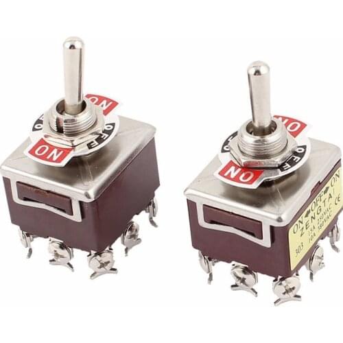 Screw ON-OFF-ON 3 Position 3PDT Toggle Switch, AC 250V, 15 Amp, 380V, 10 Amp, 2 Piece