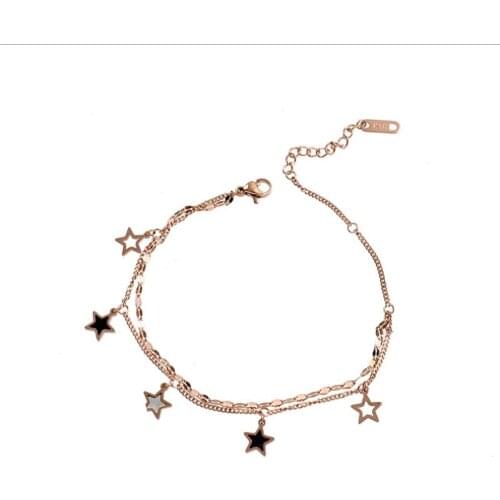 925 Sterling Silver Five-pointed Star Flat Chain Bracelet Female 18K Gold Creative Elegant Bracelet Minimalist Jewelry Gift