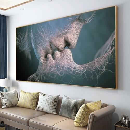 Abstract Love Kiss Canvas Painting Poster and Prints Modern Wall Art Nordic Pictures for Living Room Decor Cuadros Unframed