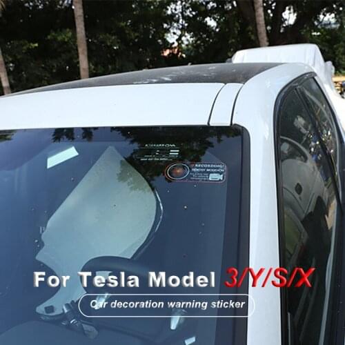 Car Sentry Mode Recorder Static Sticker For Tesla Model 3 Model X Model S Model Y Autopilot Warning Post Decorate Accessories