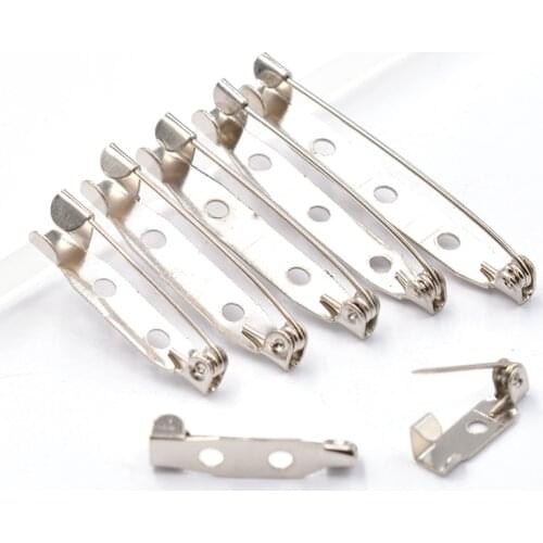 Brooch Clip Base Pins 50pcs Metals Color Blank Lock Brooch Pin Base for Jewelry Making Findings DIY Pick Size 15-40mm Supplies