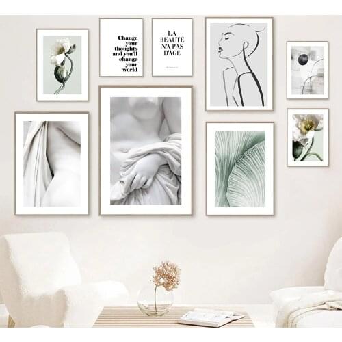 Mushroom Flower Statues Wall Art Print Poster Abstract Line Drawing Art Canvas Posters Quotes Wall Painting Pictures Home Decor