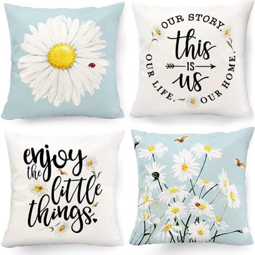 Decorative Pillow Covers 18 X 18 Daisy Decor Outdoor Summer Couch Throw Pillow Cover Case Set of 4 for Sofa Home Decor