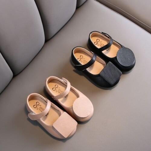 Childrens leather shoes girls 2021 spring autumn new square mouth non-slip shoes little girls geometric soft sole baby shoes