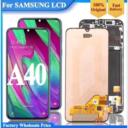 100% Super AMOLED For Samsung A40 LCD 2019 A405 LCD display touch Screen Digitizer Assembly with frame replacement repair parts