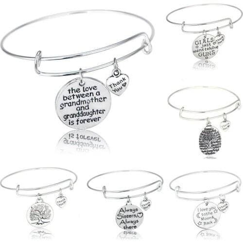 Double Pendant Round Broken Heart BFB BB Mother Daughter Life Tree Family Friendship Bangle Bracelet Retro Fashion Hot