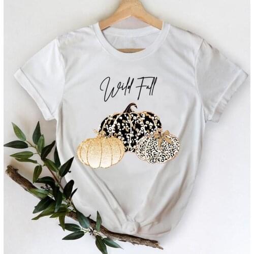 Women Autumn Pumpkin Style Lovely 90s Female Tees Top Print T-Shirt Fall Thanksgiving Halloween Graphic Clothing Tshirt T