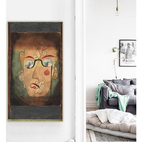 Citon Paul Klee《Komische Alte》Canvas Art Oil Painting Artwork Print Poster Picture Wall Decor Home Living Room Decoration