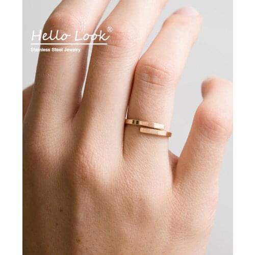 HelloLook 316L Stainless Steel Rings for Women Silver Gold Adjustable Open Design Rings Female Wedding Jewelry Accessories