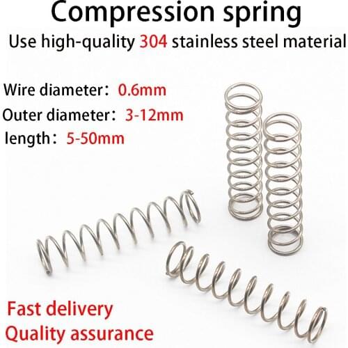 Stainless Steel Compression Spring, Cylindrical Spring, Y-type Rotor Return Spring, Steel Wire Diameter 0.6mm, 10pcs