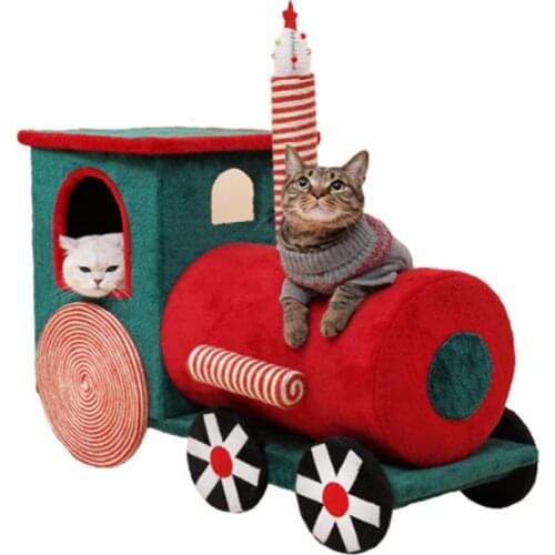 Fashionable Dog Cat Pet Bed Corduroy Material Christmas Tree Shape Christmas Cat House