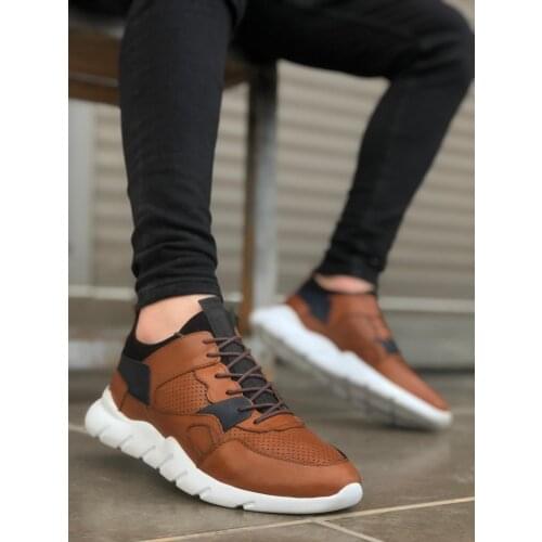 BOA Causal Men Shoes Lace-Up Tan Color White Casual Base Original Design Stylish Social Men 'S Fashion In-Non-Genuine Leather BA0039