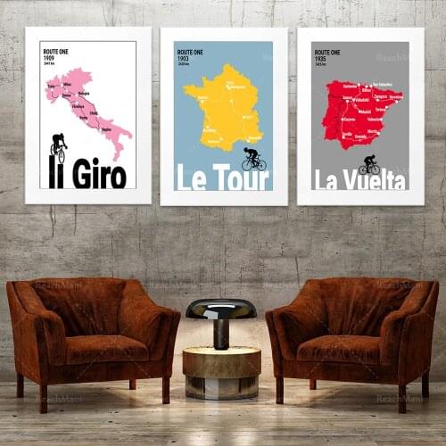 Bicycle printing set, big tourist route map, bicycle gift printing art poster