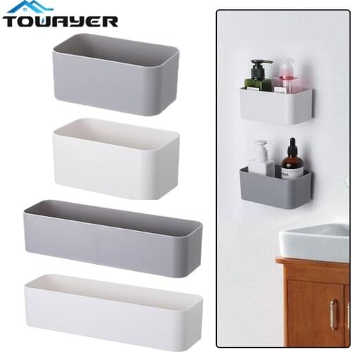 Wall Mounted Cosmetic Storage Box Bathroom Storage Rack Wall Shelf Adhesive Hanger Organizer Remote Control Holder Home Decor
