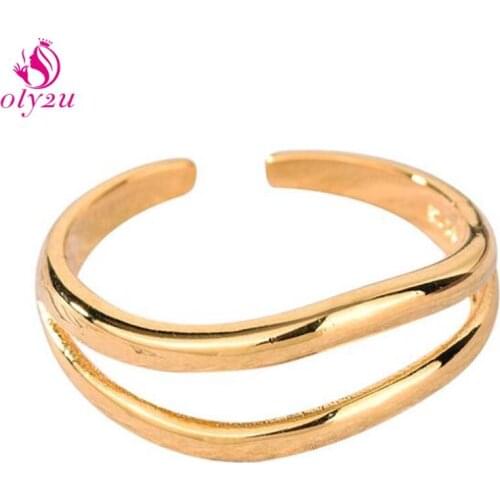 New Hot Sale Fashion Elegant Twisted Two Ring Female Couple Ring Simple Geometric Handmade Jewelry Adjustable Punk 2020 Trend