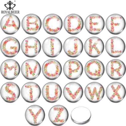 New Wholesale High Quality A-Z Letters Alphabet Snap Jewelry 10/12/14/16/18/20/25mm Glass Cabochan Fit Snaps Bracelet Mixed