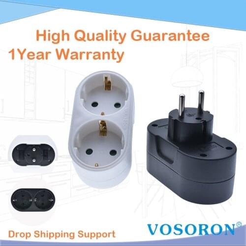 New 2 Socket Multiple Plug Power Strip Socket Distribution Adapter 16A/250V German Standard Power Supply Plug Adapter
