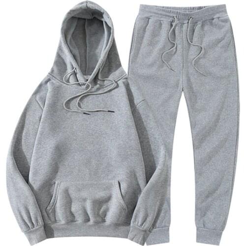 2021 Autumn Men Fleece Hoodies +Sweatpants Sets Mens Jogger Tracksuit Hooded Sweatshirt Woman Fashion Casual Pullover Hoody