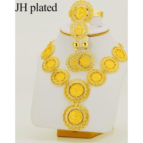JHplated Arabic Coin Sets Jewelry Turkey Coins Turks Necklace/Earring/Ring/Bracelet