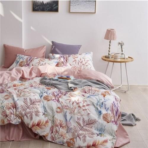 Pastoral wind Printing satin 100% cotton Bedding King size 4pcs Bedding set Duvet Quilt coverBedsheet Pillowcase