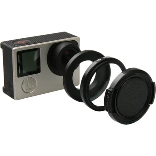 Professional High Transmittance Optical Glass 37mm UV Filter Lens Adapter + Protector Cap for Gopro Hero HD 3 3+ 4 Camera