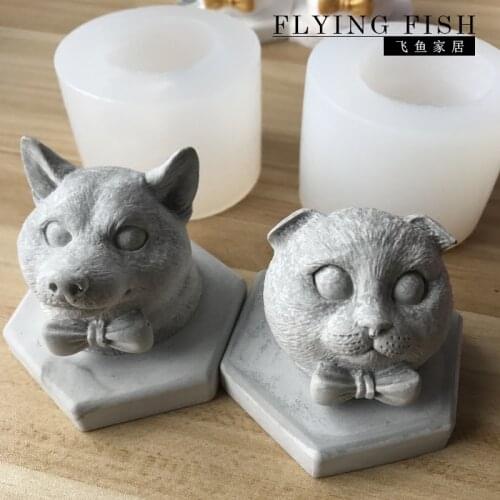 Silicone Molds Animals Candle Mold Aroma Plaster 3D Decoration Car Cat Akita Dog Mold Soap Moulds Silica Gel Silicone Rubber 001