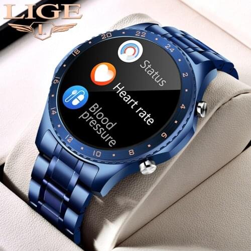 LIGE 2021 New Men Smart Watch Full Touch Screen Sports Fitness Watch Waterproof Bluetooth Call For Android IOS smartwatch Mens