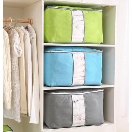 Waterproof Storage Bag Non-Woven Under Bed Closet Box Quilt Holder Clothes Organizer Cloth Bedroom Quilt finishing light
