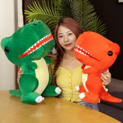 Funny Big Head Dinosaur Plush Toy Soft Stuffed Cartoon Animal Doll Boys Birthday Gifts Home Decor Green/Red Tyrannosaurus