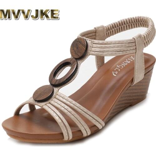 MVVJKE 2021 Summer New Style Casual Fashion Comfortable All-match Soft-soled Slope with Thick-soled Retro Womens Sandals