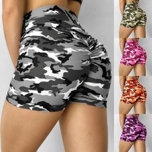Womens Shorts Camouflage Printing High Waist Design Sports Yoga Fitness Clothing Buttocks Slim High Stretch Yoga Shorts