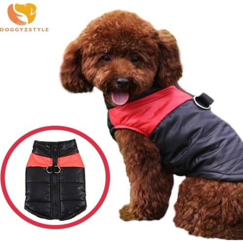 Winter Solid Dog Padded Vest Jacket Warm Dog Clothes Zip-up Pet Jacket Coat Cotton Clothing Keep Warm Windproof