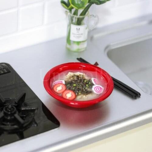 1 Set 1/12 Scale Miniature Dollhouse Japanese Noodle Ramen with Chopsticks Pretend Play Food for Blyth Doll Kitchen Accessories