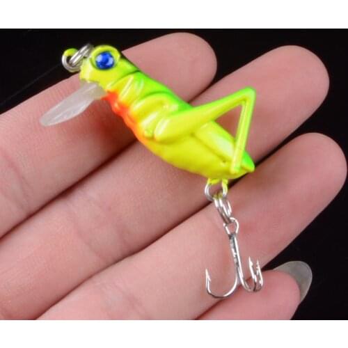 1Pcs 3.5cm 3g Grasshopper insects Fishing Lures Flying Wobbler Lure hard bait Lifelike Artificial baits Bass Pesca Swimbait