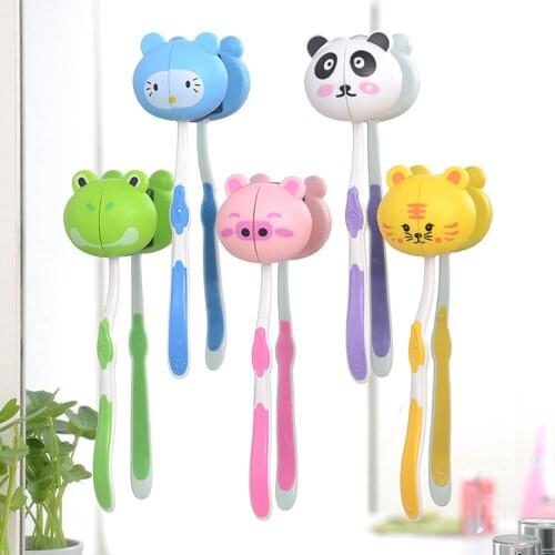 1pc Lovely Cartoon Animal Head Toothbrush Holder Stand Cup Mount Suction Wall Mounted Toothbrush Holder Brush Holder