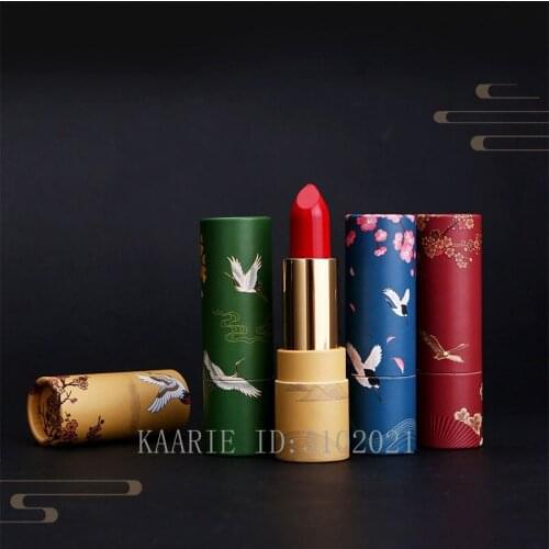 10/30/50pcs Lucky Cat Pig Flamingo Bird Cloud Bear China Style Red Yellow Blue Green Paper Round 12.1mm Empty Lipstick Tube