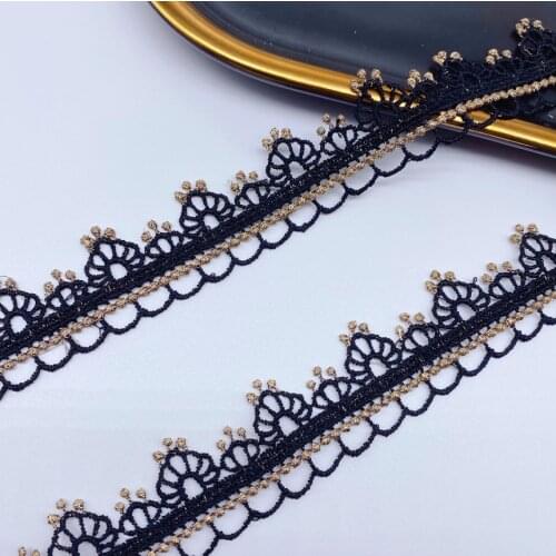 2 Meters/lot Width 2.6cm Water Soluble Gold Thread Lace Fabric Ribbon Black Lace Guipure Craft Supplies DIY Sewing Dress Decor