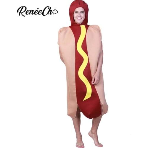 2018 New Arrival Halloween Costume For Adult Hot Dog Costume Men Funny Hotdog Cosplay Carnival Party Role Play Fancy Costumes